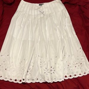 JCrew white cotton eyelet midi skirt